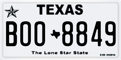 TX license plate BOO8849