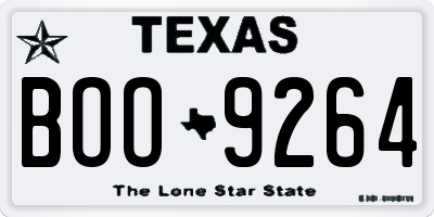 TX license plate BOO9264