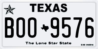 TX license plate BOO9576