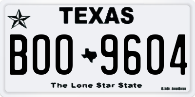TX license plate BOO9604