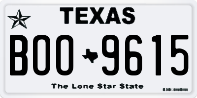 TX license plate BOO9615