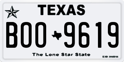 TX license plate BOO9619