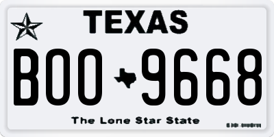 TX license plate BOO9668