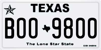 TX license plate BOO9800