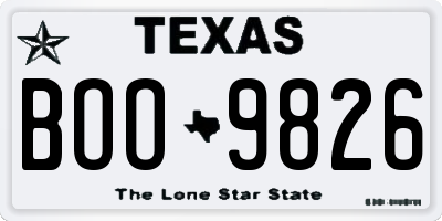 TX license plate BOO9826