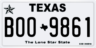 TX license plate BOO9861