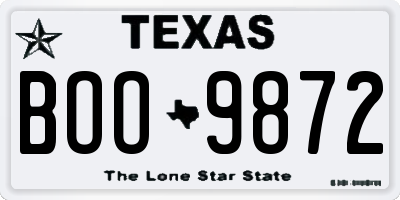 TX license plate BOO9872