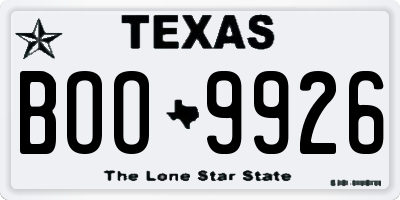 TX license plate BOO9926