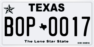 TX license plate BOP0017