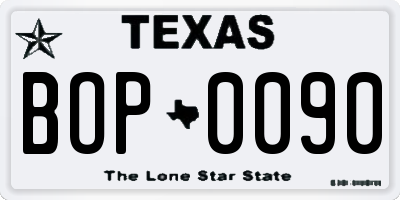 TX license plate BOP0090