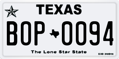 TX license plate BOP0094