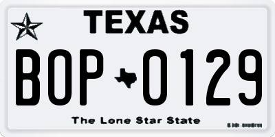 TX license plate BOP0129