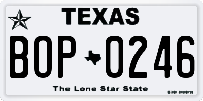 TX license plate BOP0246