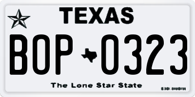 TX license plate BOP0323