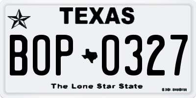 TX license plate BOP0327