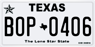 TX license plate BOP0406