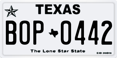 TX license plate BOP0442