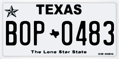 TX license plate BOP0483