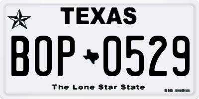 TX license plate BOP0529