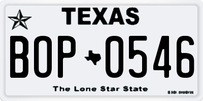TX license plate BOP0546