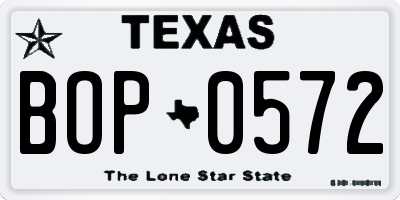 TX license plate BOP0572