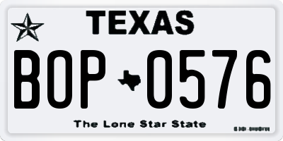 TX license plate BOP0576