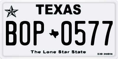 TX license plate BOP0577