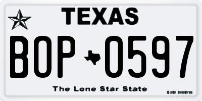 TX license plate BOP0597