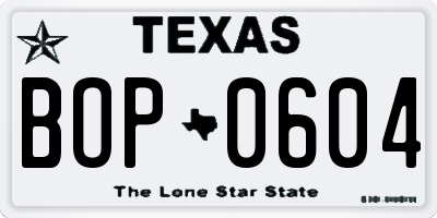 TX license plate BOP0604