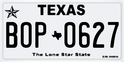 TX license plate BOP0627