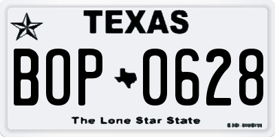 TX license plate BOP0628