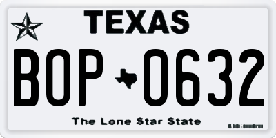 TX license plate BOP0632
