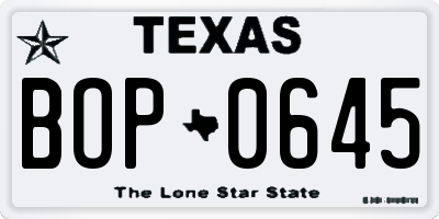 TX license plate BOP0645