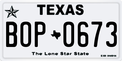 TX license plate BOP0673