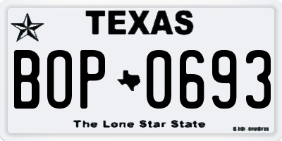 TX license plate BOP0693