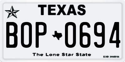 TX license plate BOP0694