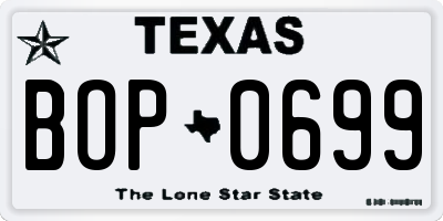TX license plate BOP0699