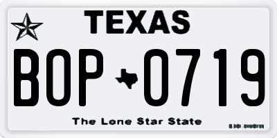 TX license plate BOP0719