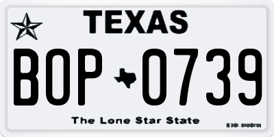 TX license plate BOP0739