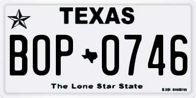 TX license plate BOP0746
