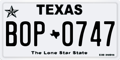 TX license plate BOP0747