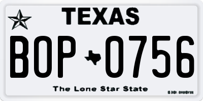 TX license plate BOP0756