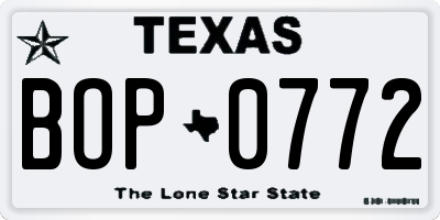 TX license plate BOP0772