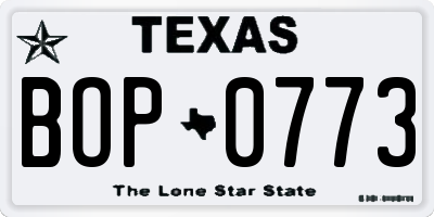 TX license plate BOP0773