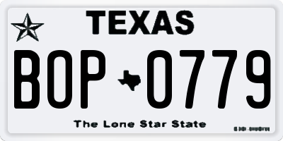 TX license plate BOP0779