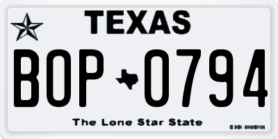 TX license plate BOP0794