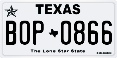 TX license plate BOP0866