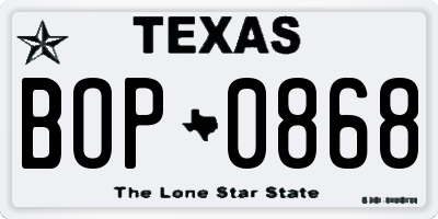 TX license plate BOP0868
