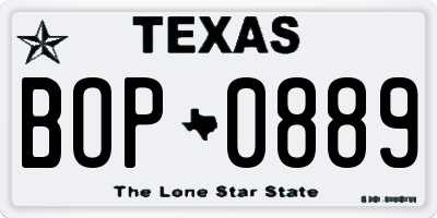 TX license plate BOP0889