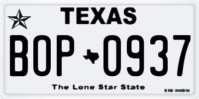 TX license plate BOP0937